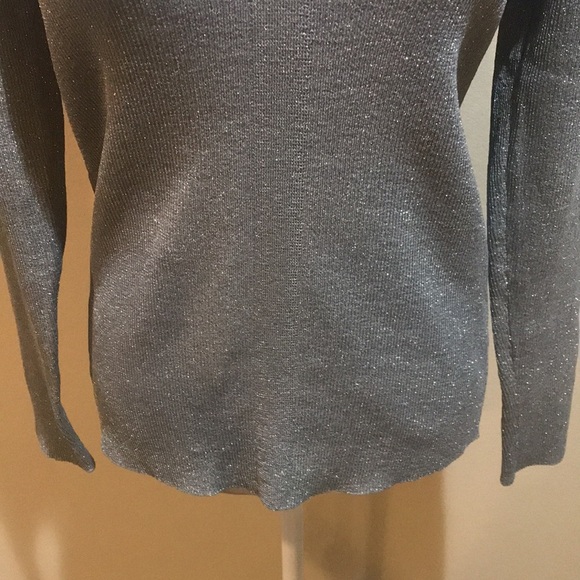 NWT Calvin Klein Lightweight Pullover V-Neck Collared Sweater Grey Shimmer-L - Picture 4 of 9